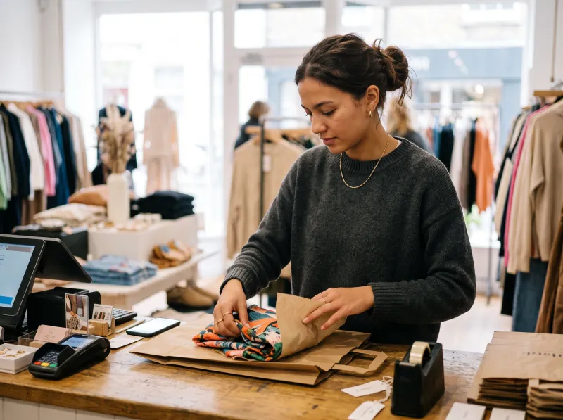 Store associate preparing a click-and-collect order